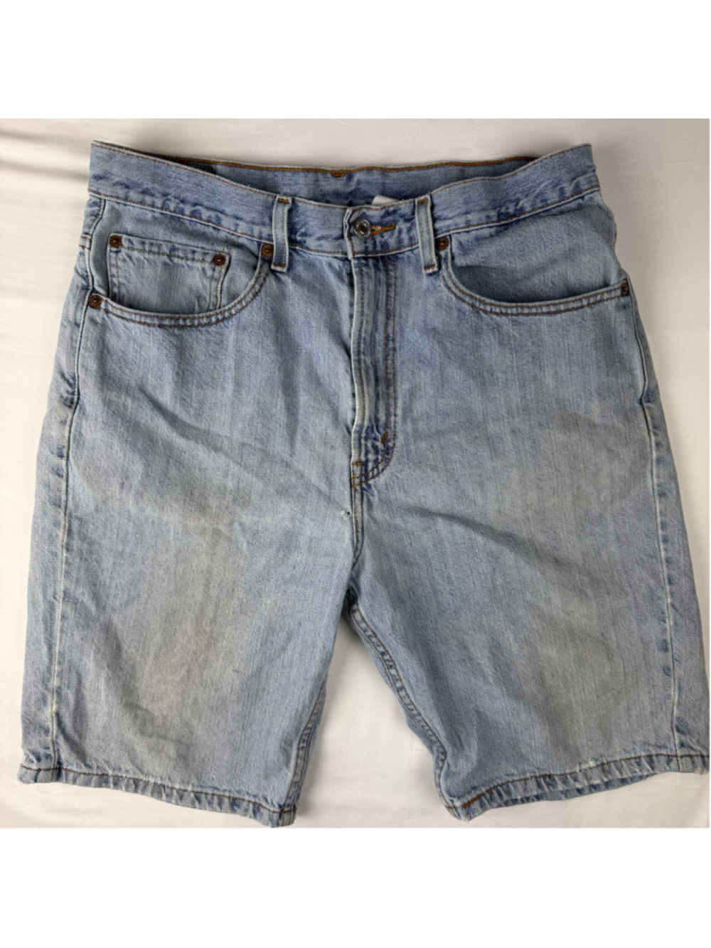 Levi's 505 Denim Short W33 Light Wash Distressed Cutoff Jort Grunge Mens Red Tab
